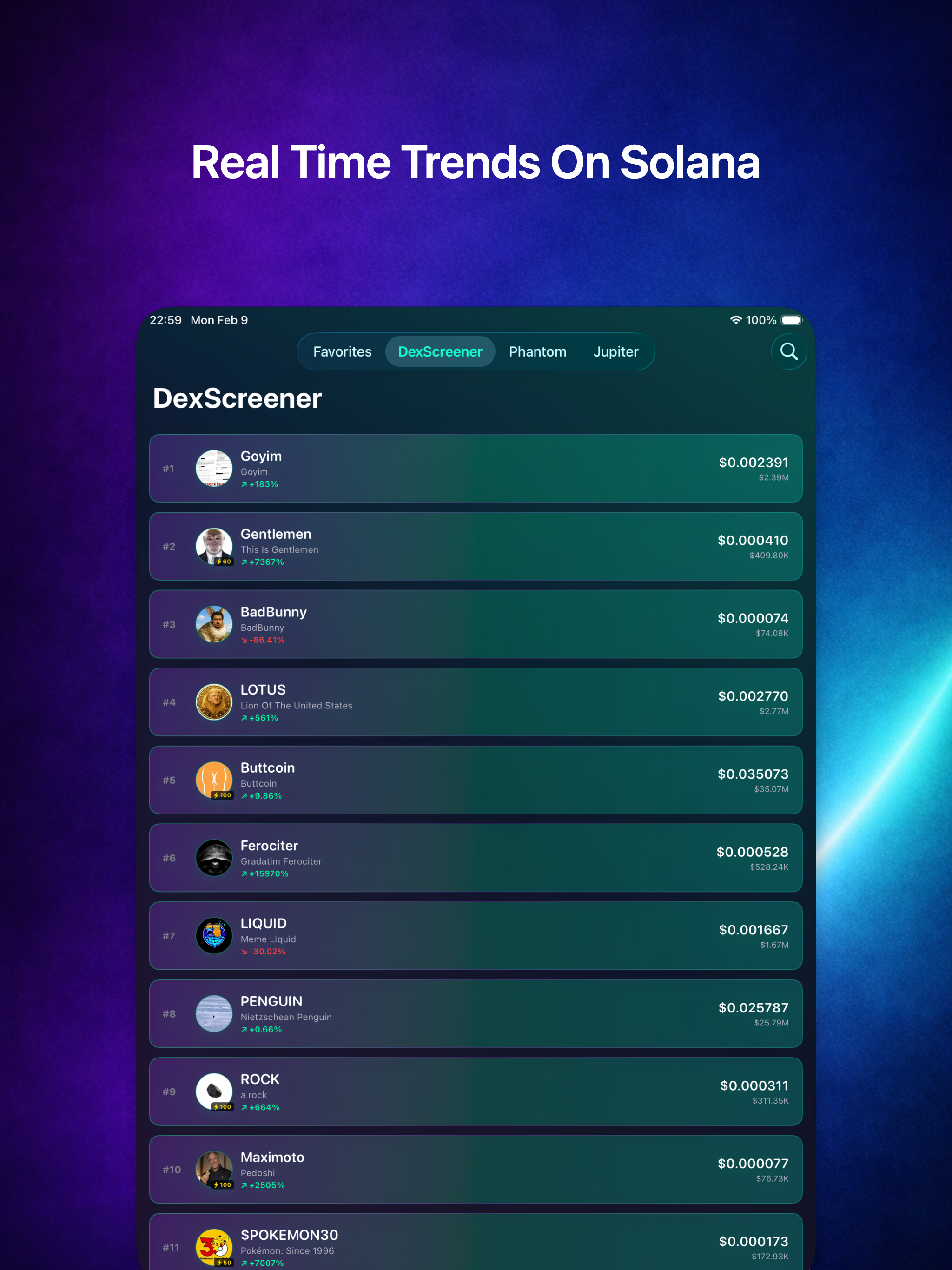 SolTrend App Interface